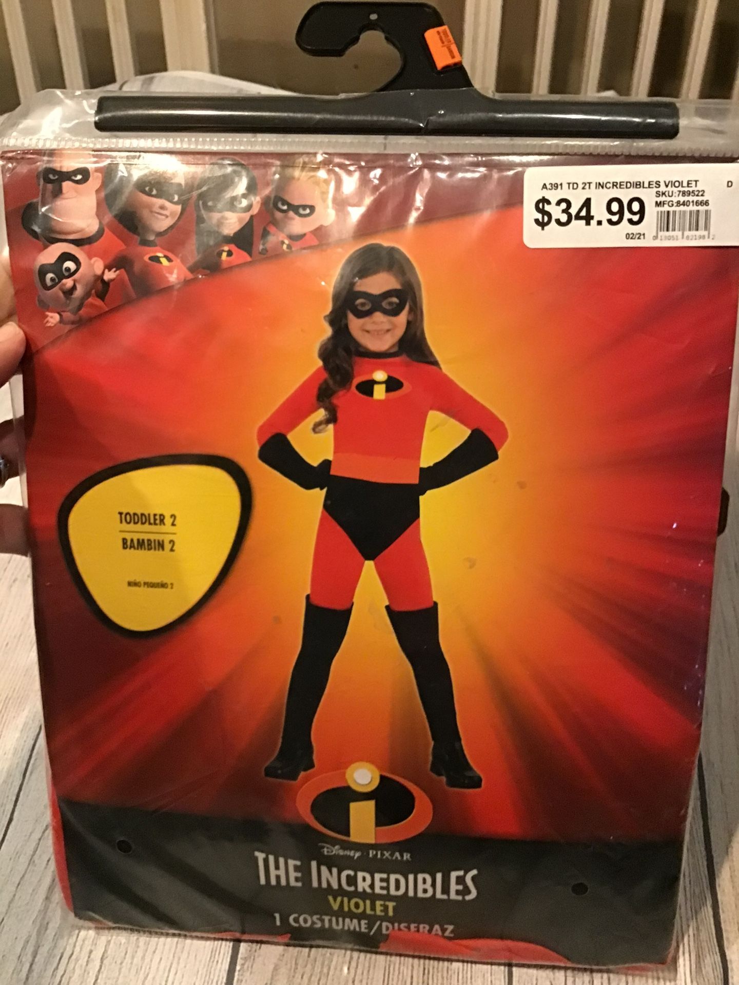 Disney The Incredibles Violet Toddler Costume Size 2 Brand New