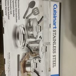 New CUISINART 10 Piece Stainless Steel Cookware 