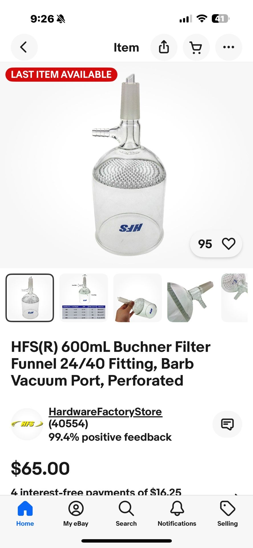 600 ml Buchner Funnel And 2000 ml Flask Combo