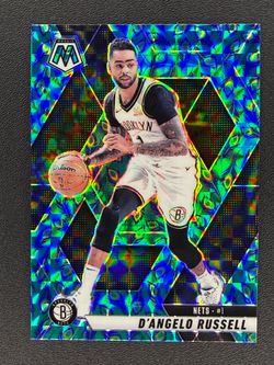 2024-25 Panini Mosaic D'Angelo Russell #179 Peacock Prizm Case Hit SSP Nets