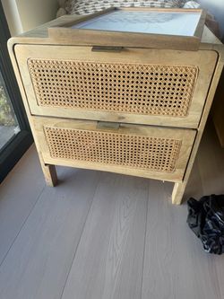 Wood & Cane 2-Drawer Nightstand.