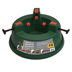 Green Wide Mouth Simple Set Live Christmas Tree Stand - Holds Trees up to oft
