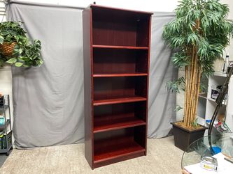 Cherry Stained 5-Tier Bookshelf
