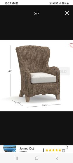 Pottery barn Seagrass wingback chair