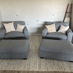 Pottery Barn Chair And A Half And Ottoman Set