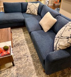 Navy Mid-Century Modern Sectional Couch