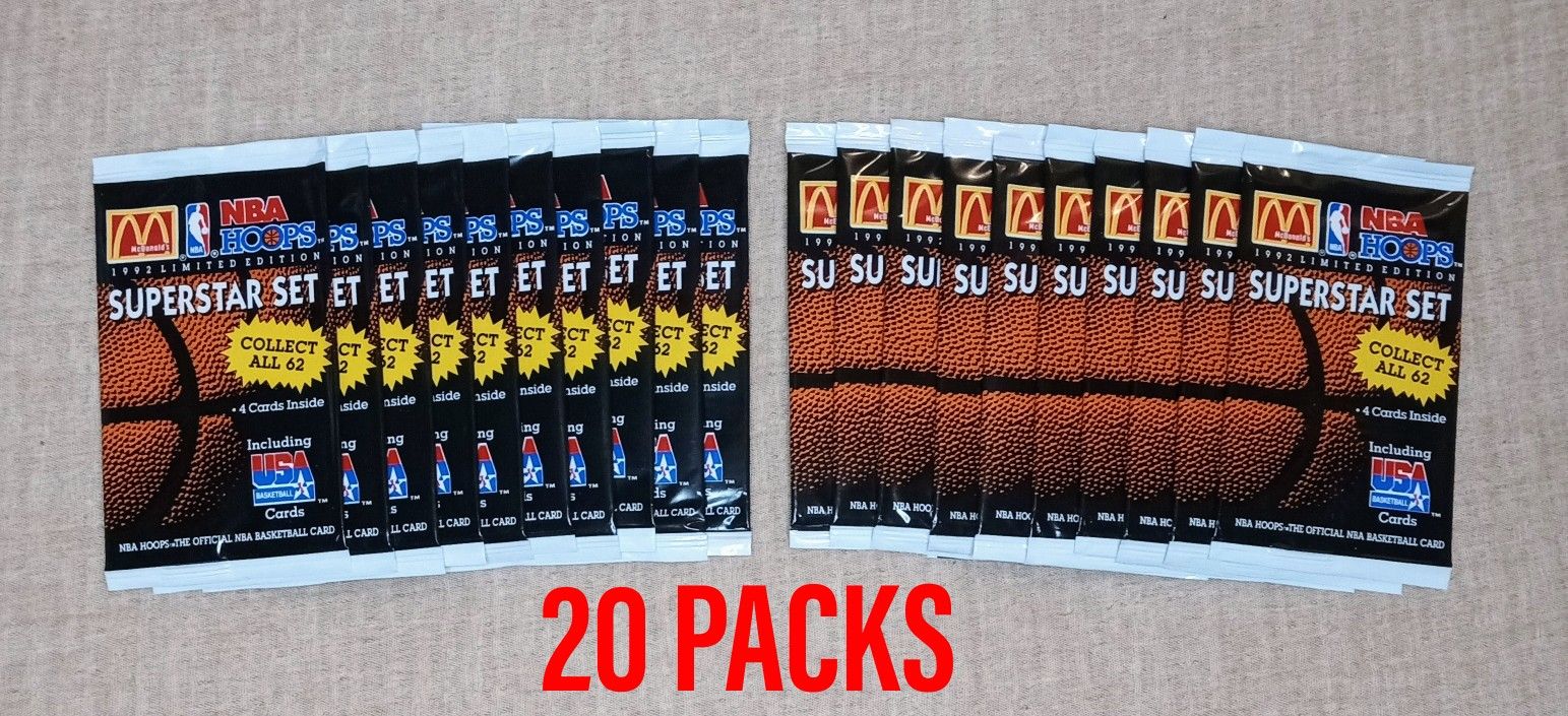20 Packs 1992 McDonalds NBA Hoops Superstar Set & USA Olympic Basketball Cards