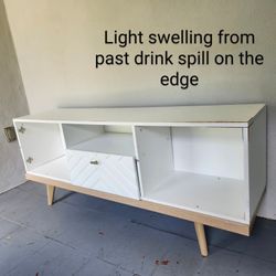 Can Deliver 59" White Modern TV console table media cabinet minor swelling