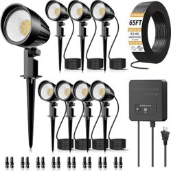 Low Voltage Landscape Lighting Kit, 12W Landscape Lights with Transformer 65FT UL-Listed Wire & Connectors, 2700K Waterproof Outdoor Garden Lights for