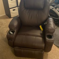 Fully Electric Recliner Brown Leather