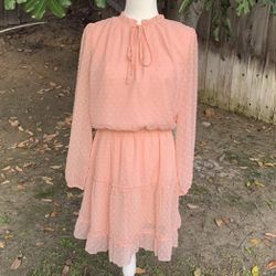 Pink Sheer Long sleeve dress By BTFBM Size L Thumbnail