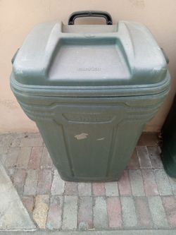 Contico green trash can