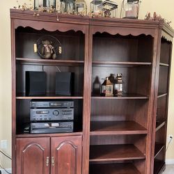Wooden Entertainment Center Wall Unit w/Shelves and back Lights