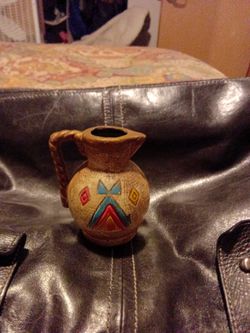Small Ceramic Pottery Jug with Native Design