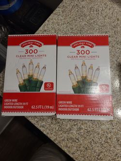 2x 300ct clear Christmas lights.