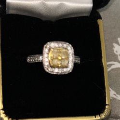 Yellow Diamond White Gold Ring 