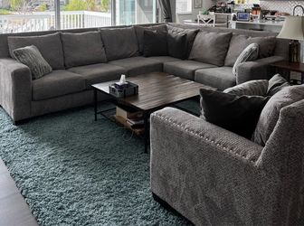 Grey Sectional Sofa and Matching Armchair Set