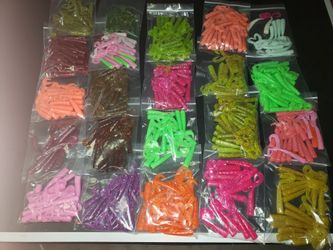 Custom made scampis and swimbaits for saltwater fishing, custom thin and normal 5" senkos