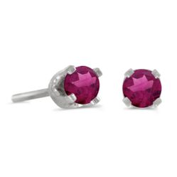 14k Petite White Gold Round Rhodolite Garnet Stud Earrings in 14k White Gold