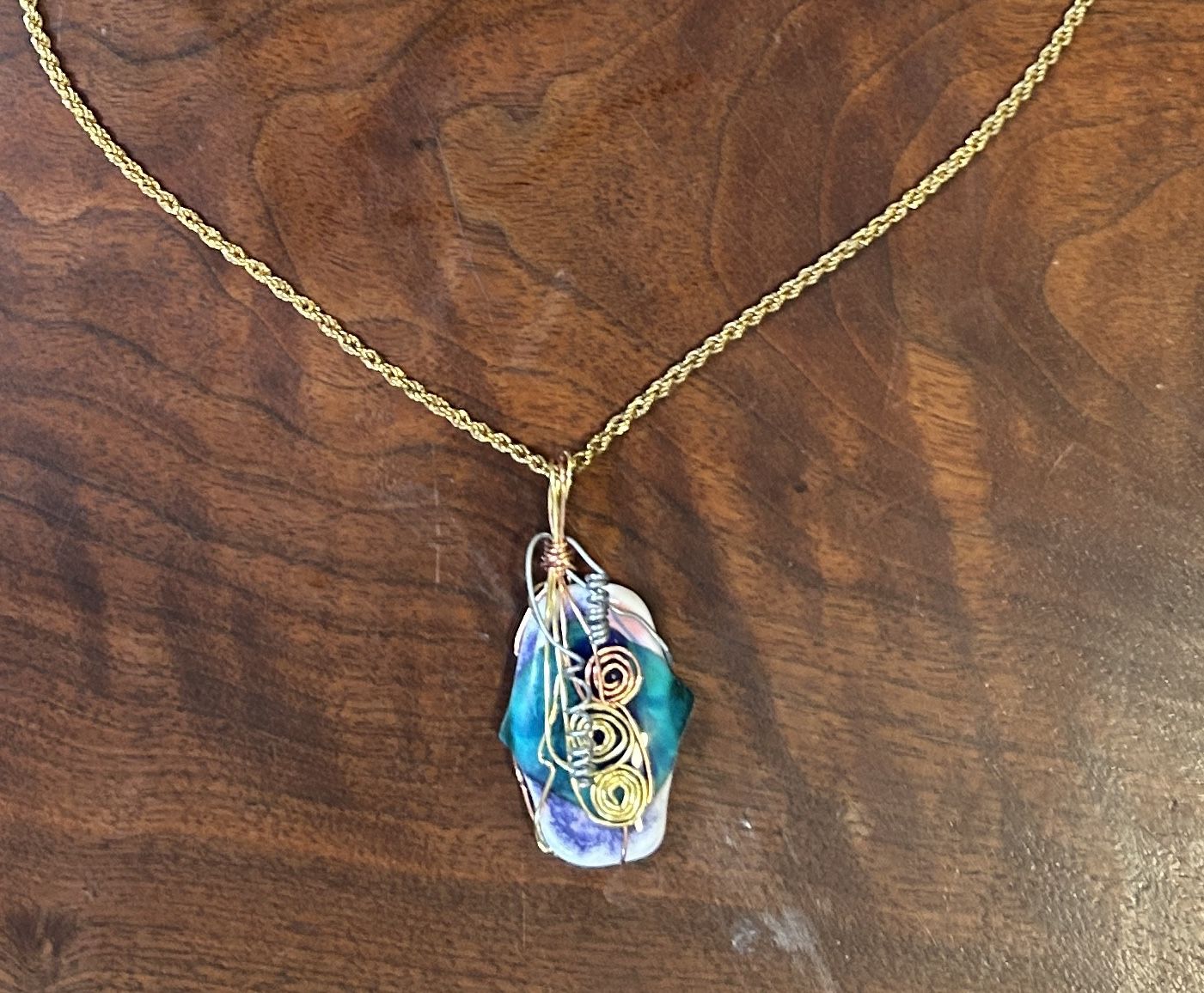 Turquoise, White, & Purple Necklace