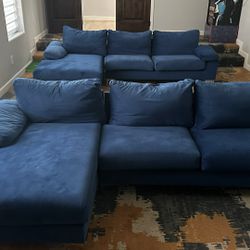 Blue Sofas and Chair Set 