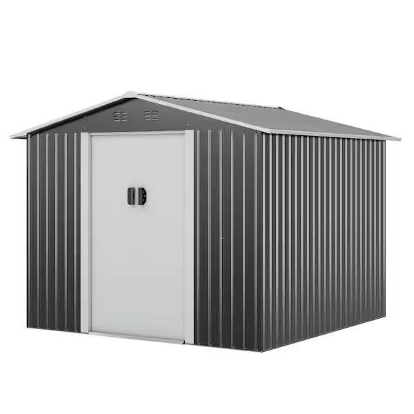 8.4 ft. W x 8.4 ft. D Outdoor Storage Metal Shed Garden Tool Steel Shed