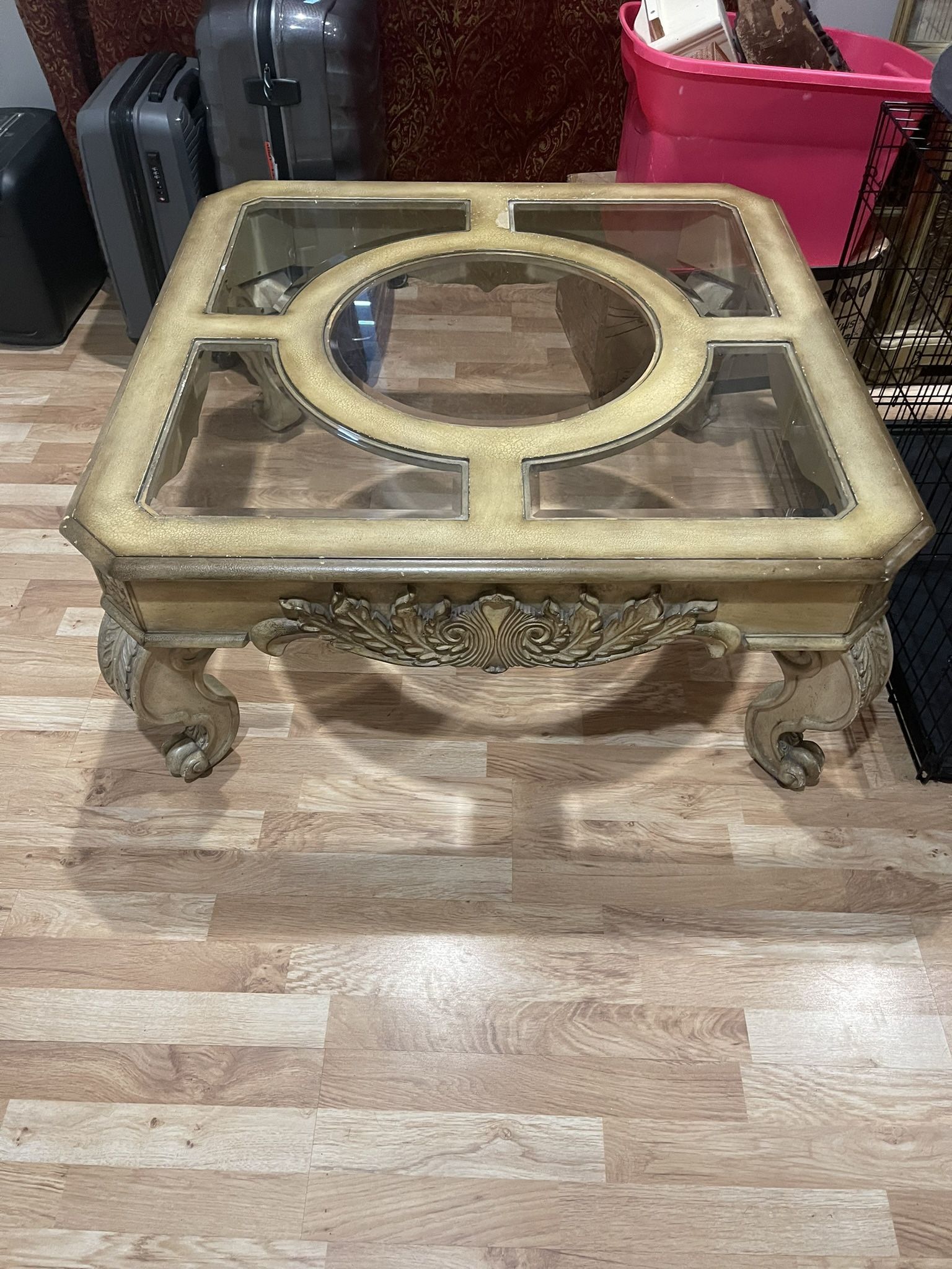 Wood & Glass Coffee Table $80