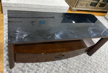 TV Stand With Glass Top- Wooden