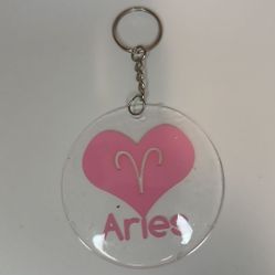 Pink heart handmade zodiac keychain 3 in