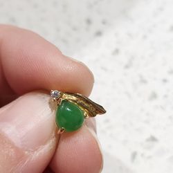 18k Gold Diamond Jade Earrings 