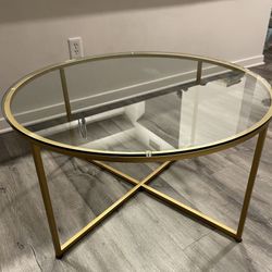 Glass Gold Round Coffee Table