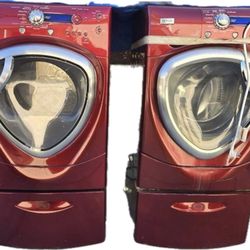 GE Profile Washer and Dryer with Pedestals Good Condition