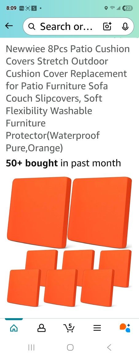 8 Happy Orange Outdoor Stretch Cushion Covers