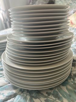 Large Lot of White Ceramic Plates –