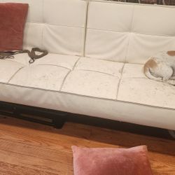White Leather Couch Bed 