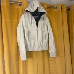 White Leather Jacket With Hood Women’s XS/S