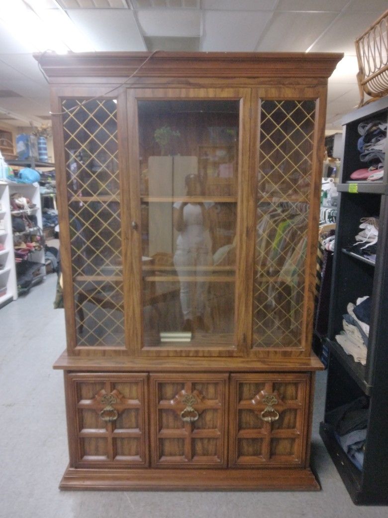 Vintage China Cabinet With Buffet Stand 