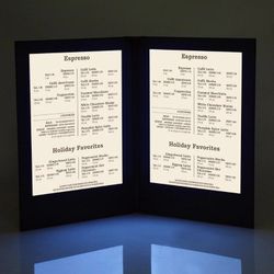 LED Back Lit Folded Menu Holder Dual Page 8.5x14 inch for Restaurants Cafe Event Venue