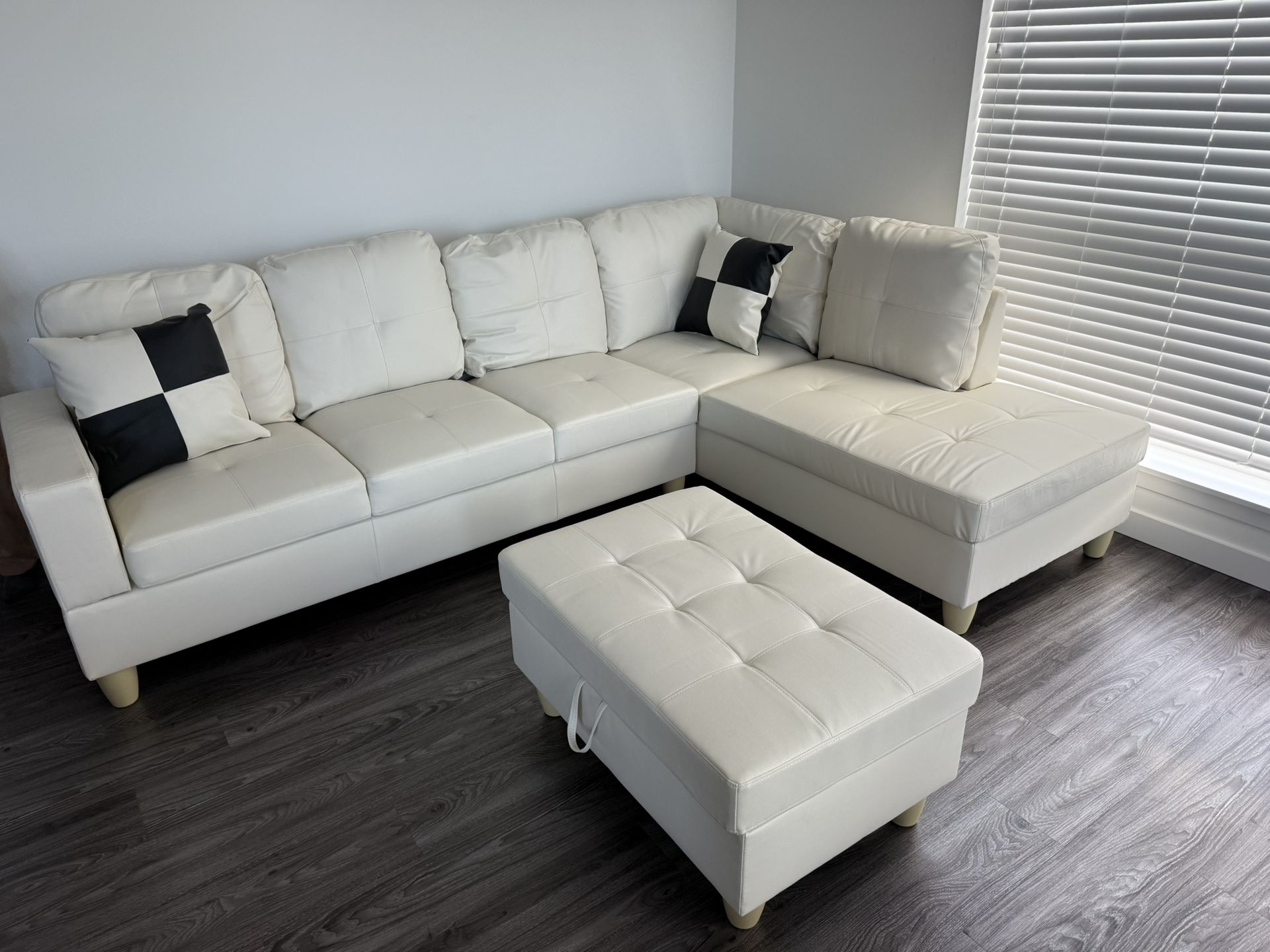 New Sectional + Storage Ottoman — Left or Right Chaise — Delivery Available
