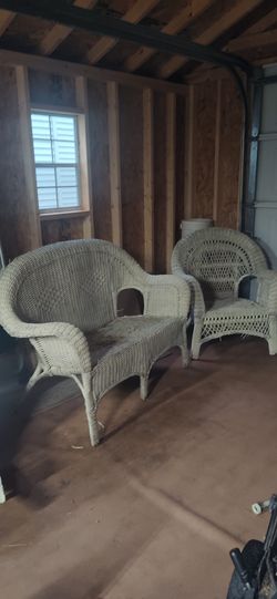 Wicker sofa and chair