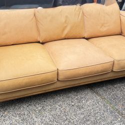 West Elm Premium Leather Matching Couch And Chair