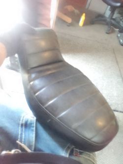 Motorcycle Seat Black Vinyl Tuck and Roll