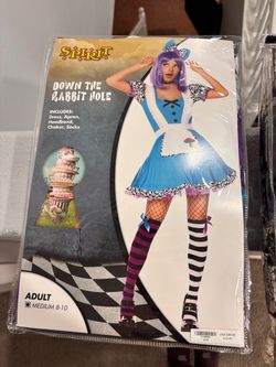 🐇 Down the Rabbit Hole Costume | Adult Medium 8–10 💙  Cute Alice in Wonderland-inspired “Down the Rabbit Hole” costume