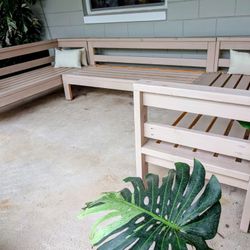 Solid Wood Patio Sectional Outdoor Sofa 9 Seater Heavy Duty With Adjustable Feet