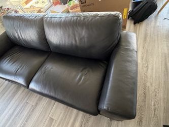 Genuine leather MCM black sofa chrome legs
