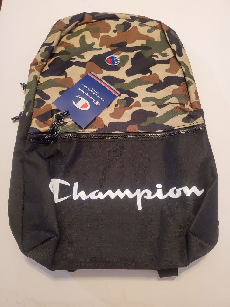 Champion Manuscript Camo Backpack Bag w/ Laptop Sleeve and Key Clip Chain