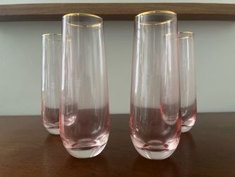 Pink Stemless Champagne Flutes Set of 4
