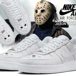 Nike Air Force 1 Low Retro QS Jason Vorhees Shoes Size 7 Mens White IB2025 100