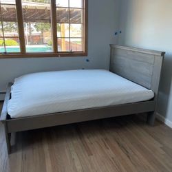 Full Size Rustic Driftwood Bed + Mattress