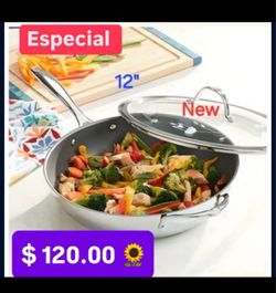 Sarten De 12”Hondo Antiaderente Especial $120.00 Cosina  Carnes  Huevos Pollo Pescado  Variedad De Comidas  Princess  House Ventas Finales